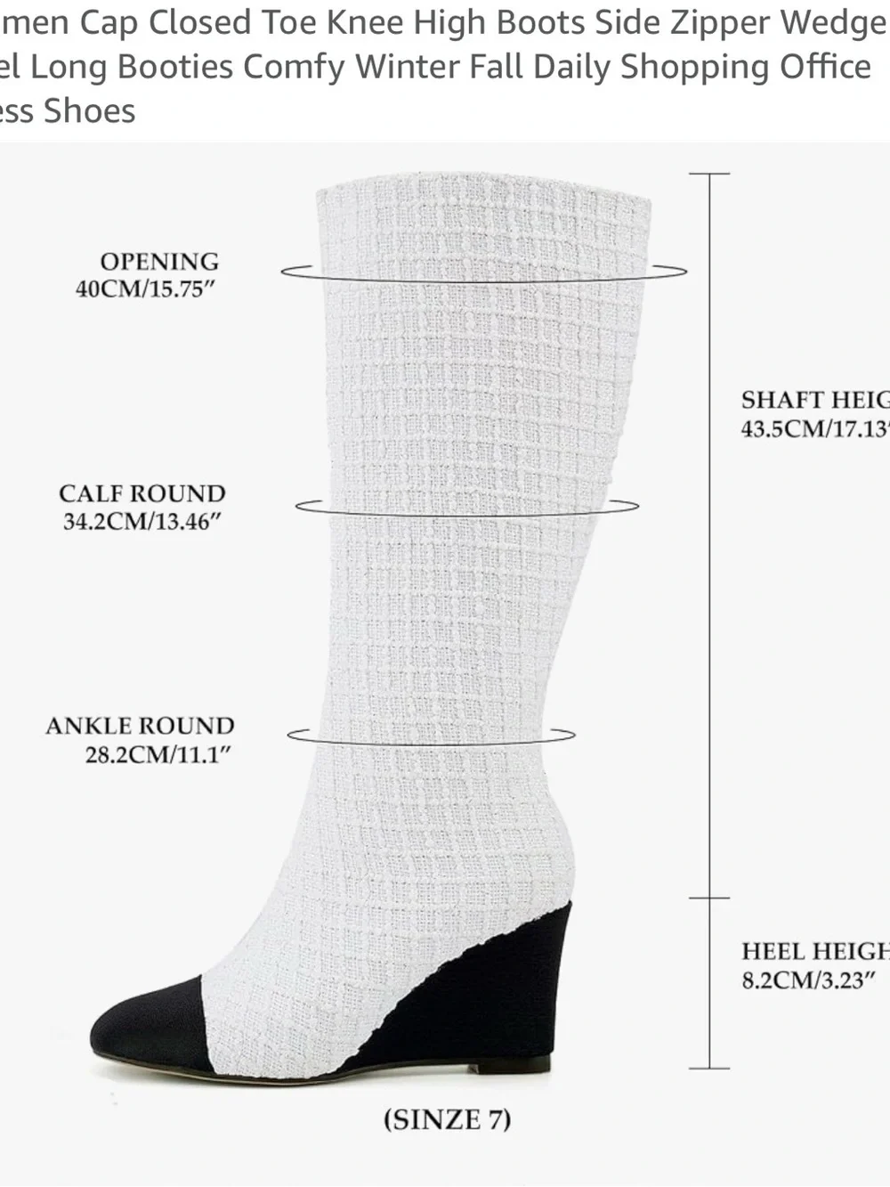 Knit Two-Tone Wedge Boot in White and Black size 7.5